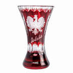Rubinowy kryształowy wazon X z Orłem 10 cm