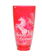 Amaranth engraved vase Horses