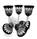 Black crystal wine glasses 280 ml Olive lattice