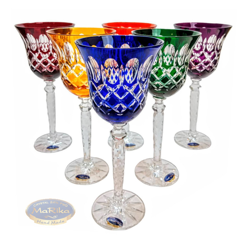 Coloured crystal wine glasses 280 ml Crate Olive Mix Gifts