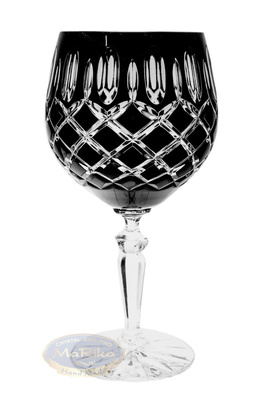 Black crystal wine glasses 280 ml Olive lattice