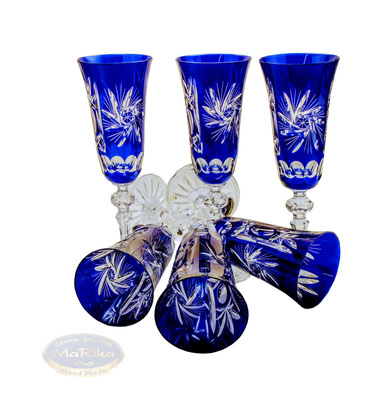 Cobalt crystal champagne glasses 150 ml Olive grinder