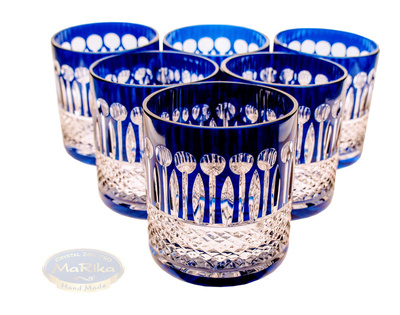 Cobalt crystal whisky glasses 350ml French