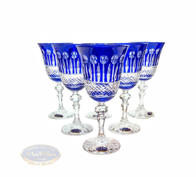 Cobalt crystal wine glasses 170 ml French