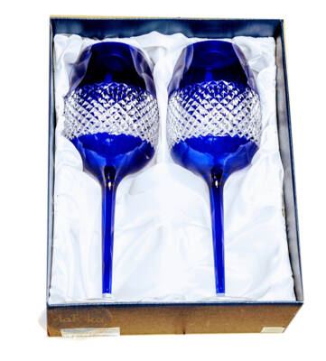 Cobalt crystal wine glasses 2 pcs