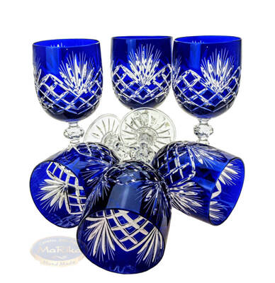 Cobalt crystal wine glasses 240ml Pineapple 6 pieces