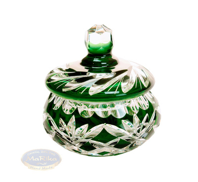 Emerald crystal pineapple sugar bowl