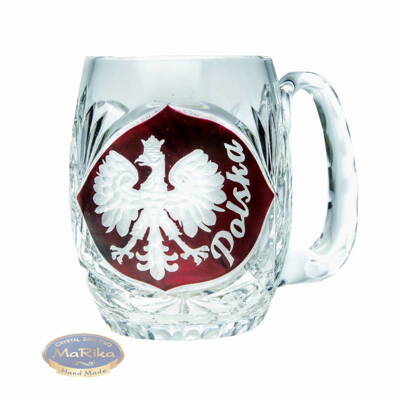 Engraved crystal tankard with Eagle