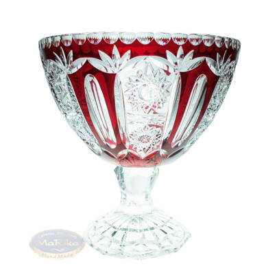 Ruby crystal legged bowl 20 cm THC