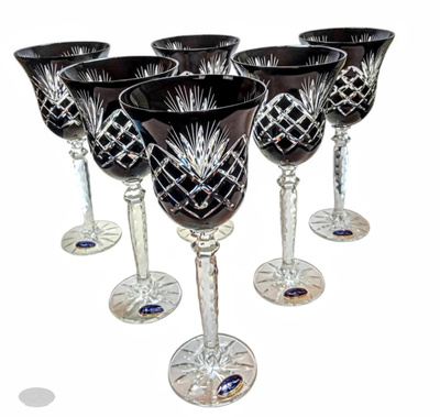 Black crystal wine glasses 280 ml Pineapple