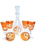 Grawerowany bursztynowy zestaw myśliwski do wina