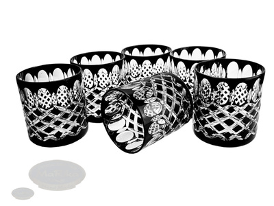 Czarne kryształowe szklanki do whisky 280ml Krata Oliwka