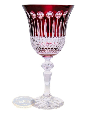 Rubinowe kryształowe kieliszki do wina 280 ml Francuski