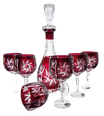 Ruby Crystal Wine Mill Set Olive 6+1
