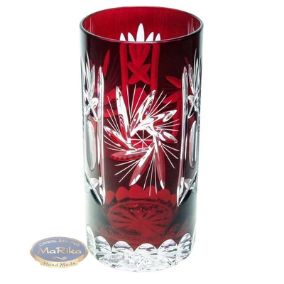 Rubinowe kryształowe szklanki do wody 320ml Młynek Oliwka