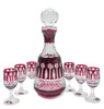 Set of Ruby Glasses with French Decanter 6+1