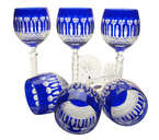 Cobalt crystal wine glasses 280 ml French