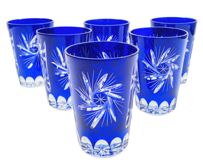 Kobaltowe kryształowe szklanki do shotow 150ml Młynek Oliwka