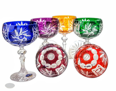 Kolorowe kryształowe kieliszki do szampana 150ml Młynek Oliwka