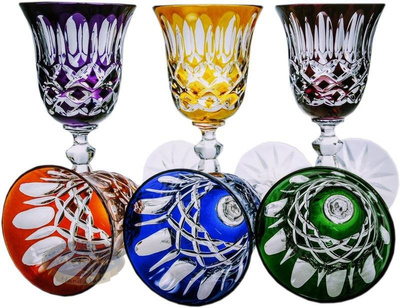 Colorful crystal liqueur glasses 60 ml Olive lattice