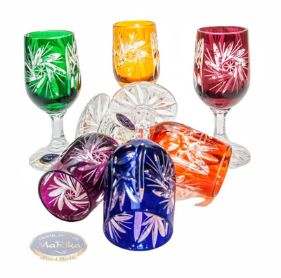 Kolorowe kryształowe kieliszki do wódki 25ml