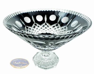 Black crystal legged bowl 35 cm Crate Olive