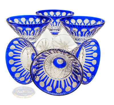 Kobaltowe kryształowe kieliszki do martini 170ml Francuskie