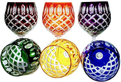 Colour crystal wine glasses 280ml Olive lattice