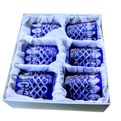 Cobalt crystal whisky glasses 280ml Crate Olive