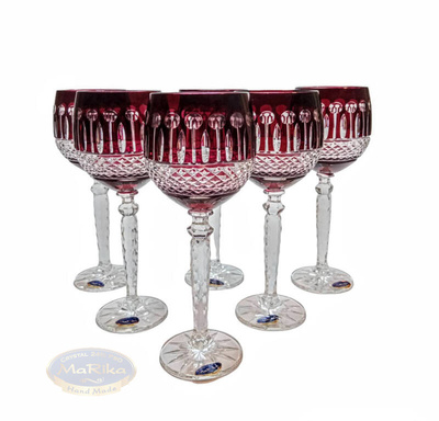 Ruby crystal wine glasses 280 ml French