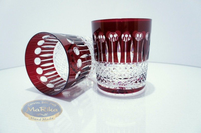 Rubinowe kryształowe szklanki do whisky 350ml Francuski