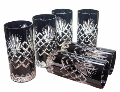 Black crystal glasses for water and drinks 320 ml Pineapple