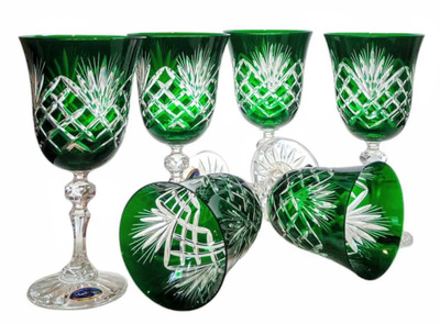 Szmaragdowe kryształowe kieliszki do wina 220 ml Ananas