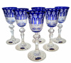 Cobalt crystal liqueur glasses 60 ml French
