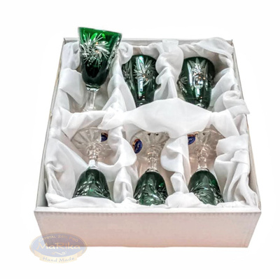 Emerald crystal 40ml vodka glasses Olive Mill