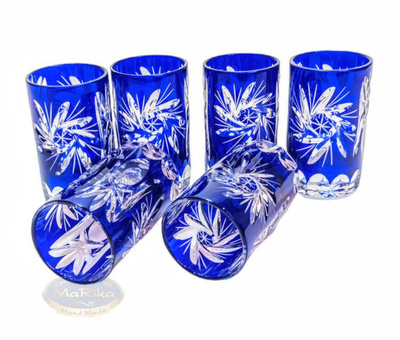 Cobalt crystal vodka glasses 30ml Olive Mill