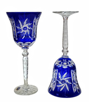 Cobalt crystal wine glasses 280 ml Olive Mill