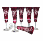 Rubinowe kryształowe kieliszki do szampana 170 ml Młynek Oliwka