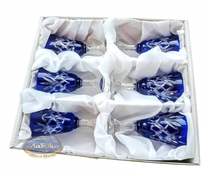 Kobaltowe kryształowe kieliszki do wódki 40 ml Ananas