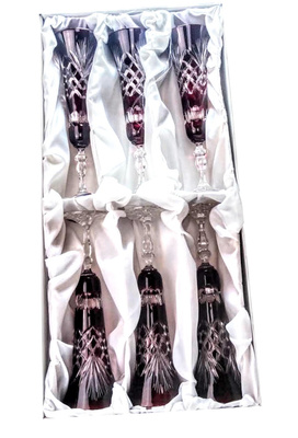 Rubinowe kryształowe kieliszki do szampana 170 ml Ananas