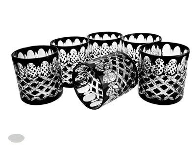 Black crystal whisky glasses 280ml Crate Olive