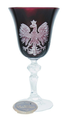 Red crystal glasses for cognac with eagle 250ml