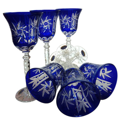 Cobalt crystal wine glasses 280 ml Olive Mill