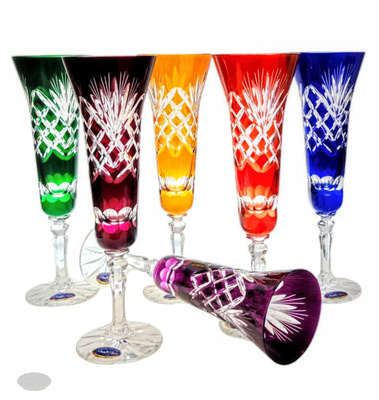 Coloured crystal champagne glasses 170 ml Pineapple