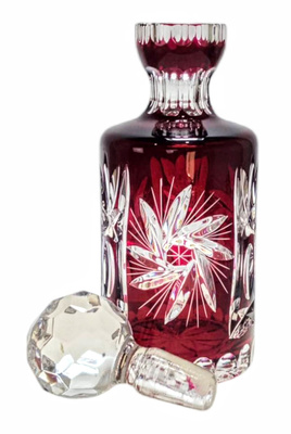 Rubinowa kryształowa karafka do Wódki Młynek Oliwka 500 ml Walec