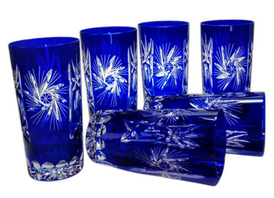 Cobalt crystal water glasses 320ml Olive Mill