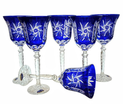 Cobalt crystal wine glasses 280 ml Olive Mill