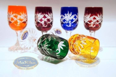 Kolorowe kryształowe kieliszki do wódki 25ml