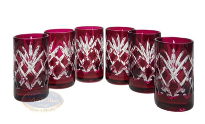 Rubinowe kryształowe kieliszki do wódki 40 ml Ananas