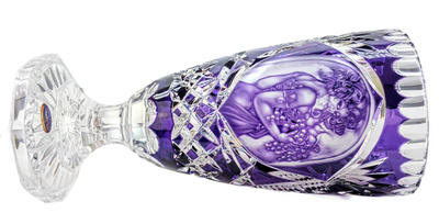 Grawerowany ametystowy kryształowy wazon 30 cm A. Mucha